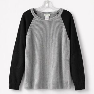 Orvis Waffle Knit Sweater | Gray & Black | Elbow Patches